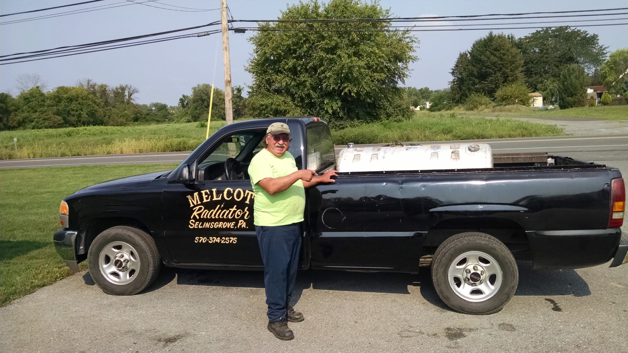 The Melcot Radiator pickup truck loaded for a job