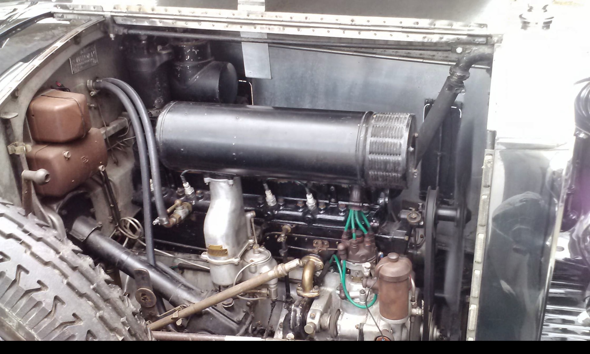 Rebuilt radiator reinstalled in the Rolls-Royce engine bay